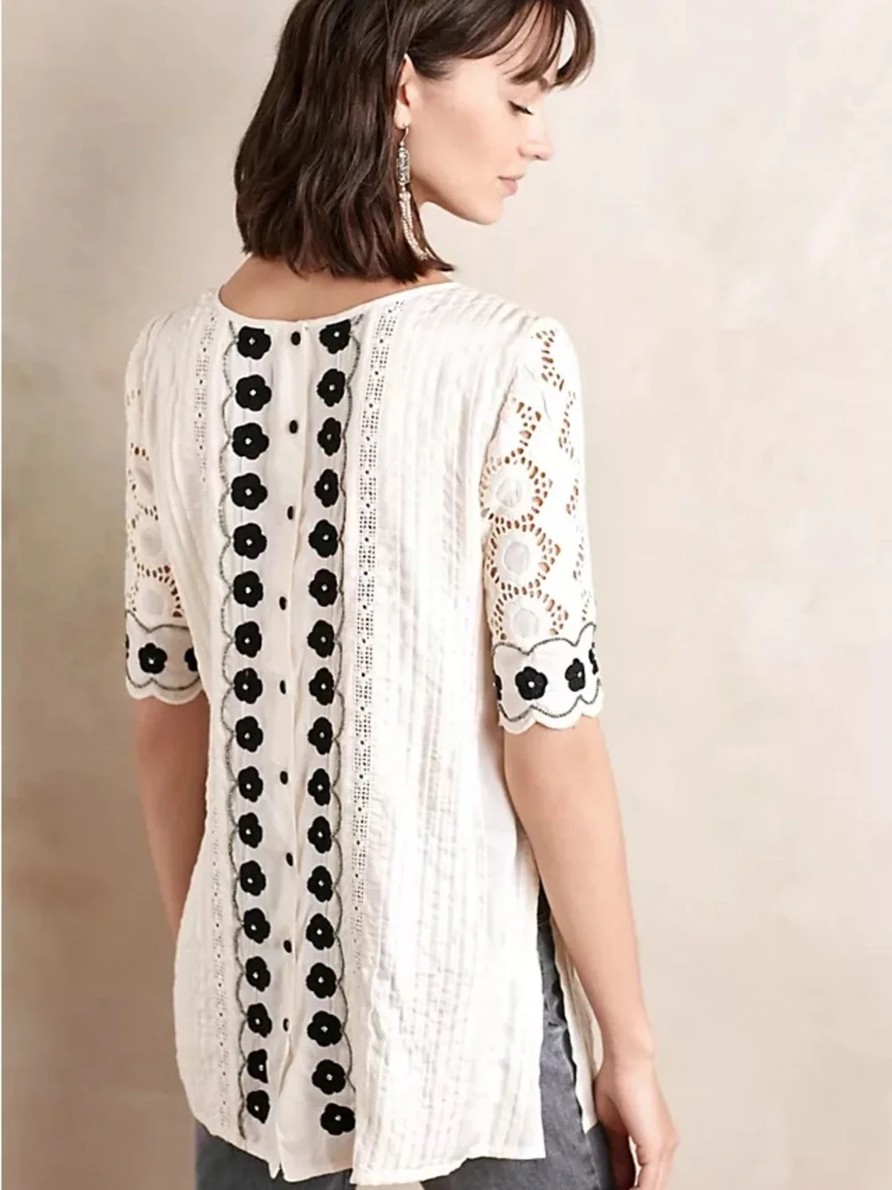 Anthropologie | Floreat Veille Embellished Lace Top
